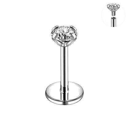 16g/18g Shiny Zircon Labret Ring Internal Thread Labret Studs Monroe Medusa Piercing