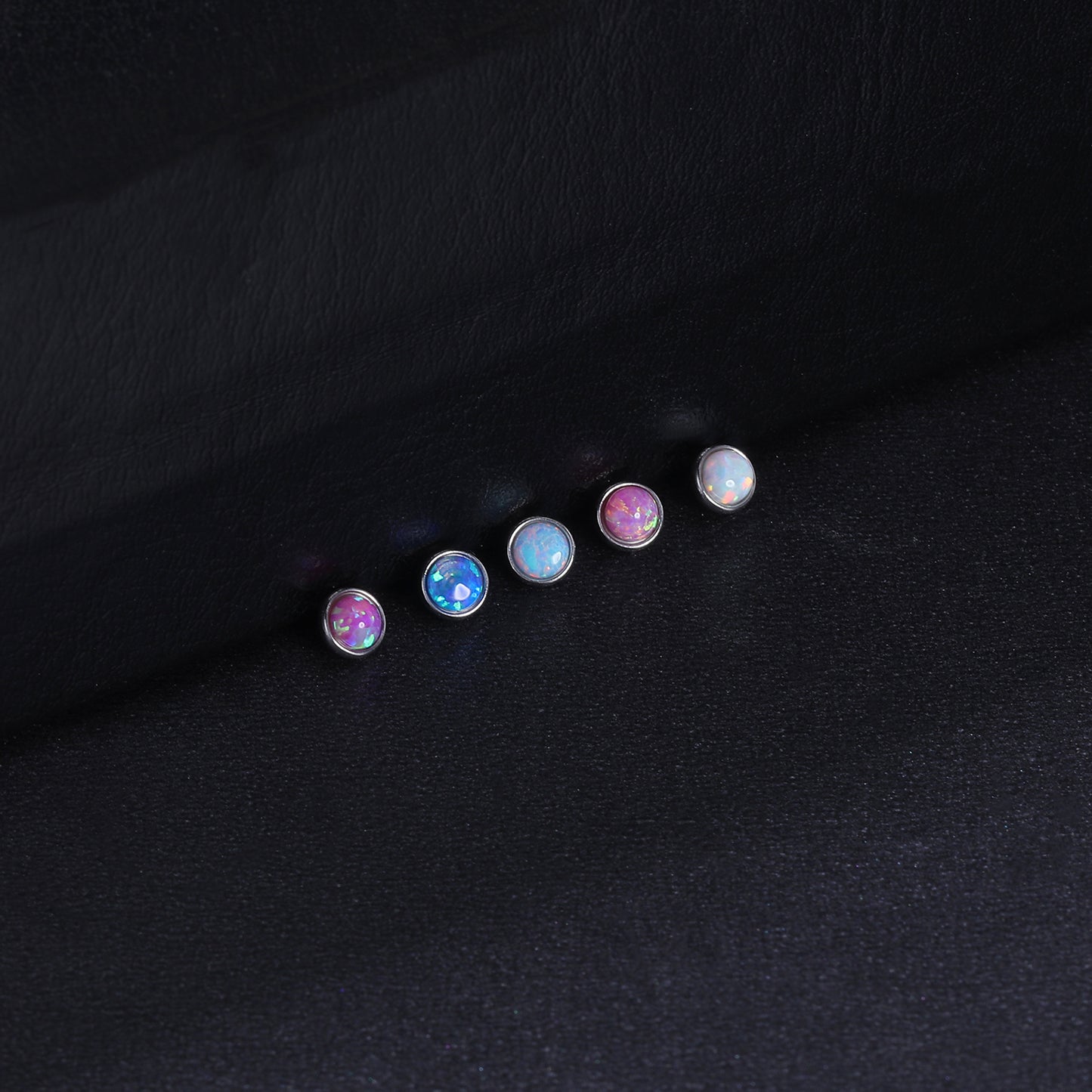 5pcs Opal Dermal Anchor Tops Surgical Steel Internally Threaded Skin Diver Piercings