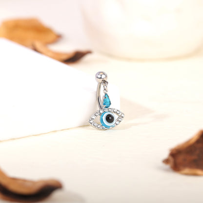 14G Evil Eye Belly Navel Rings Blue Crystal Belly Button Rings