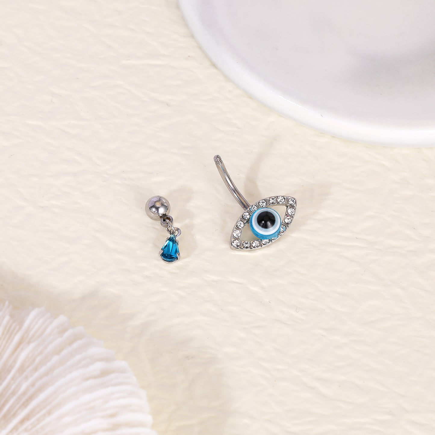 14G Evil Eye Belly Navel Rings Blue Crystal Belly Button Rings