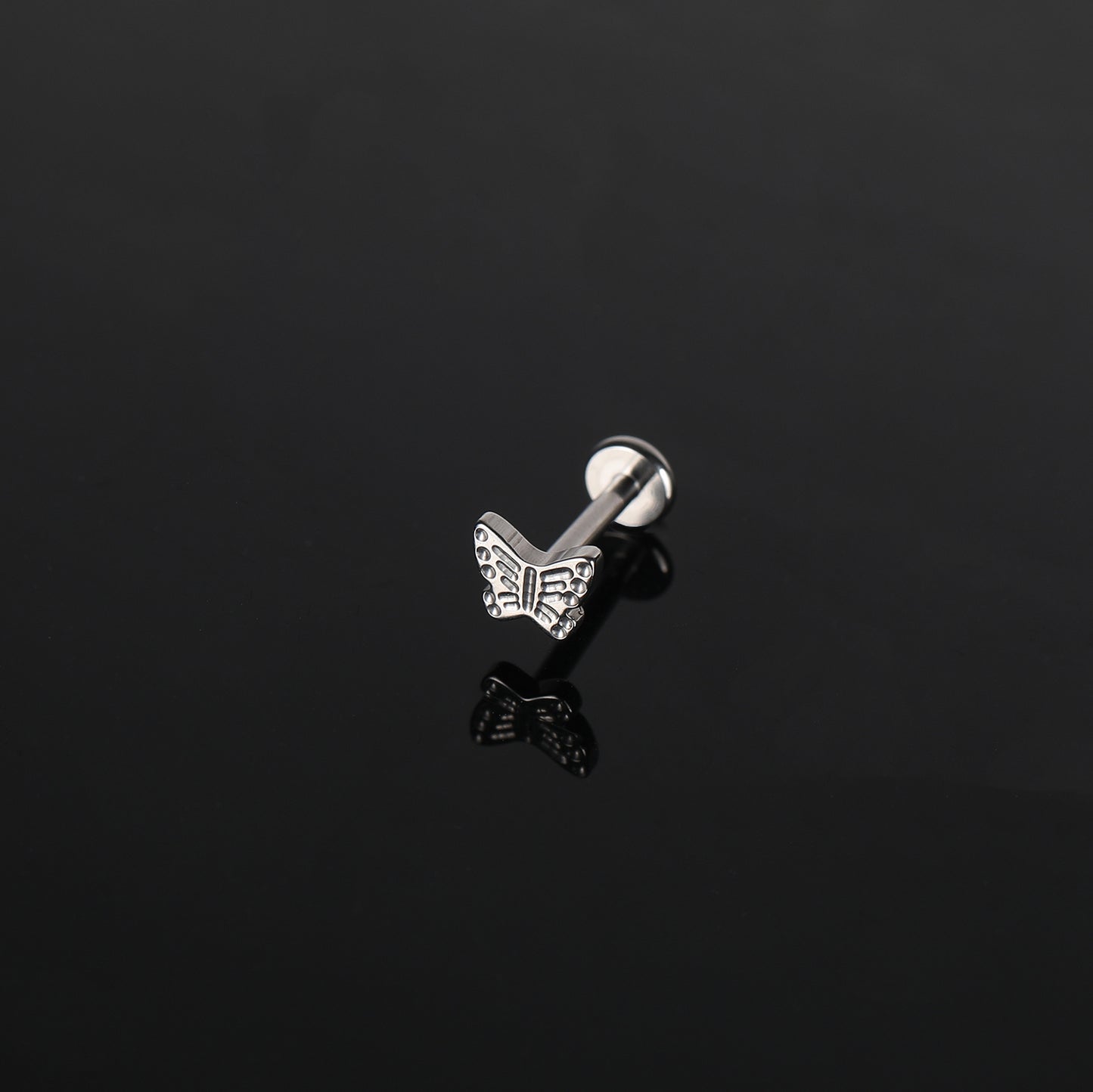 16g G23 Titanium Labret Ring Butterfly Stud Earring Threaded Conch Helix Lip Piercing