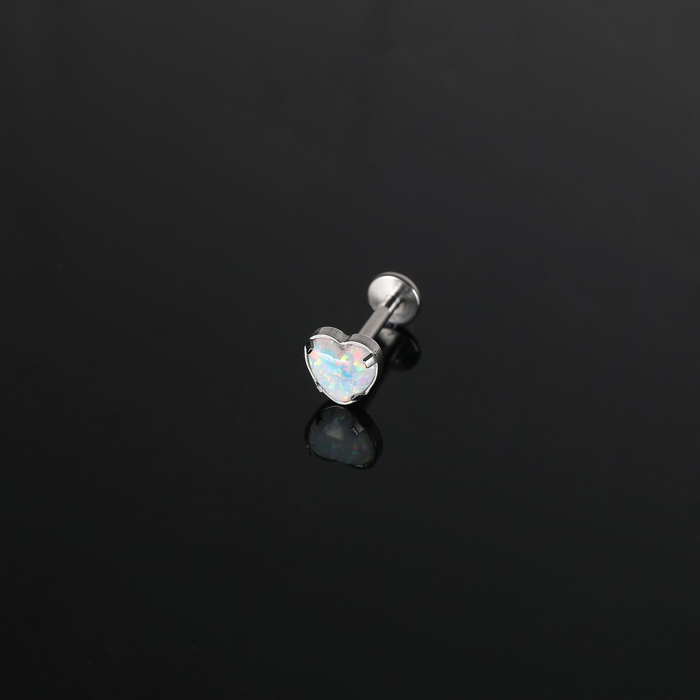 16g G23 Titanium Labret Ring Blue White Opal Stud Earring Conch Helix Lip Piercing