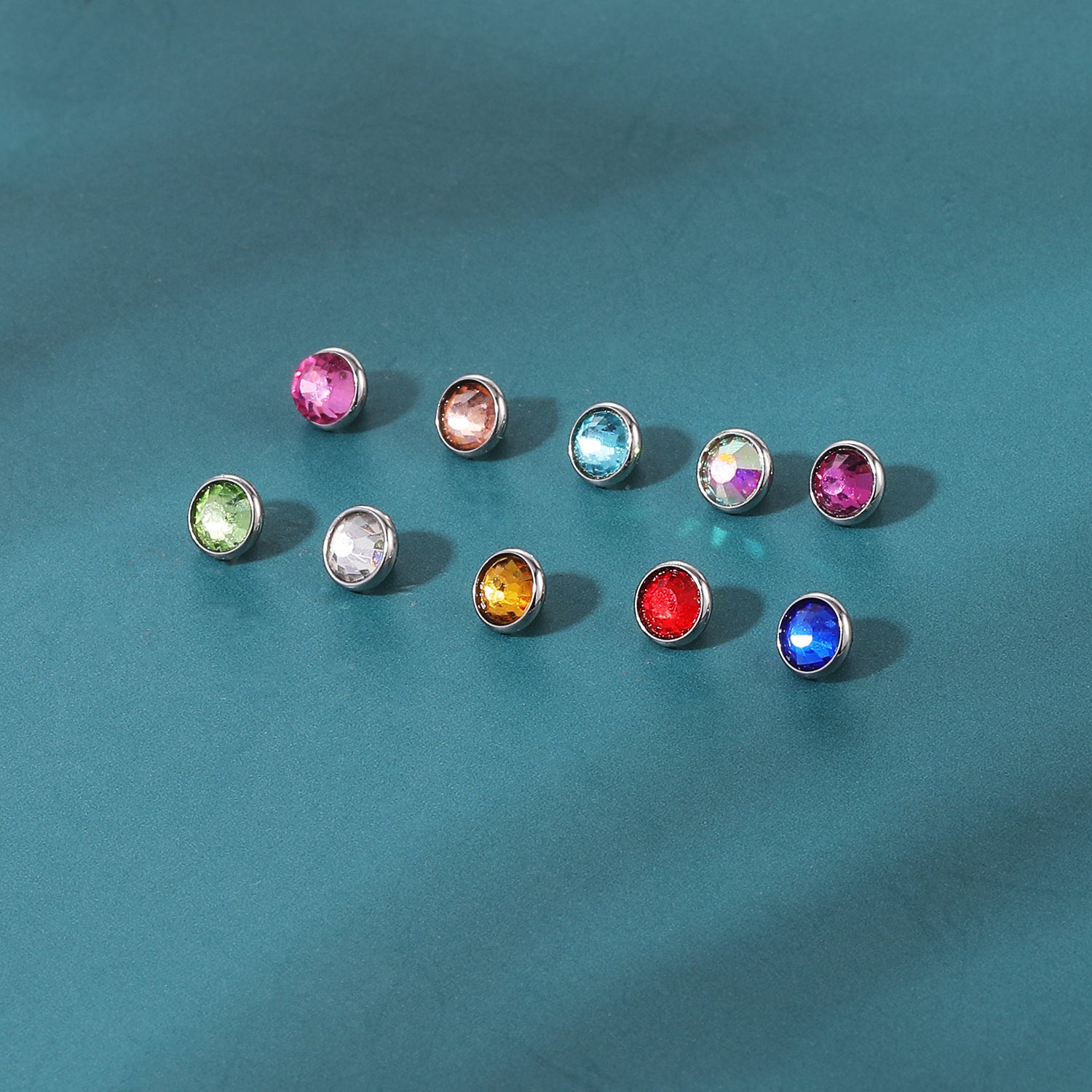 10pcs Bling Crystal Dermal Anchor Tops Surgical Steel Internally Threaded Skin Diver Piercings