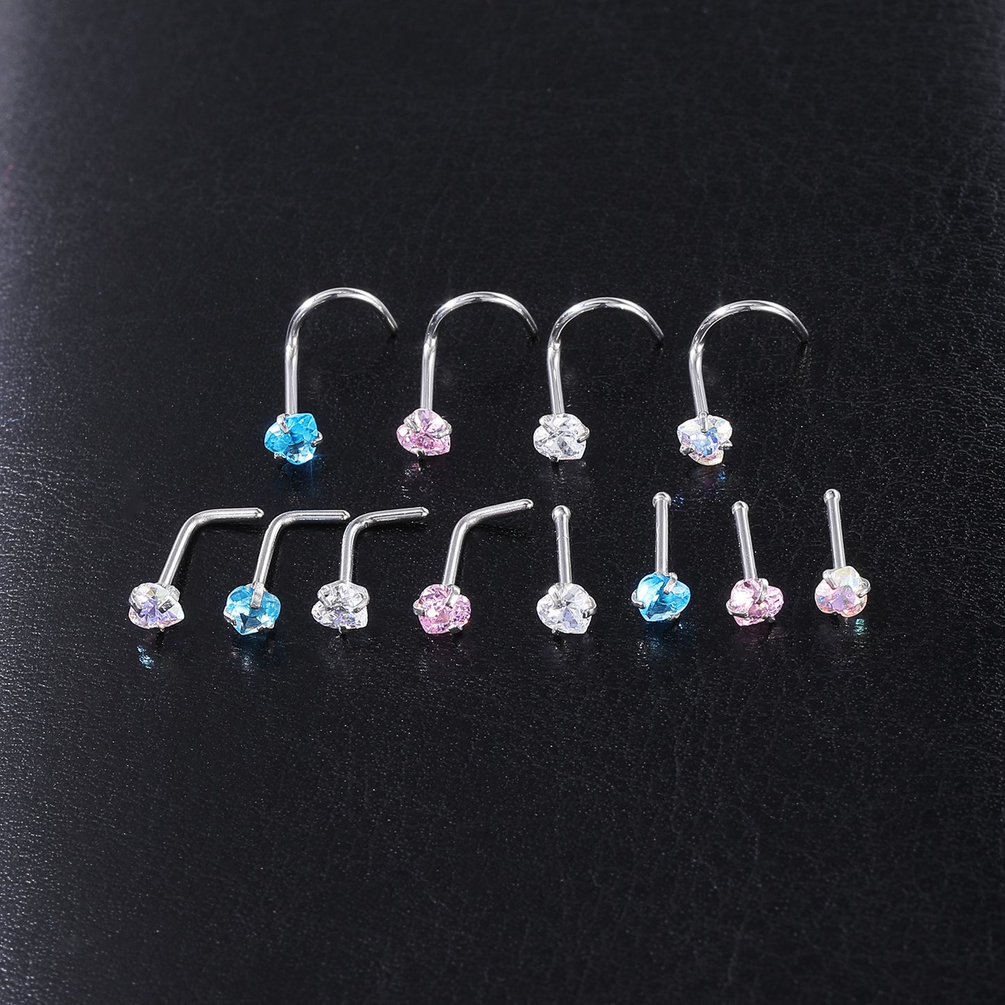 4-Pcs-Set-20G-Heart-Zircon-Nose-Studs-Piercing-L-Shape-Nose-Rings-Stainless-Steel-Nostril Piercing