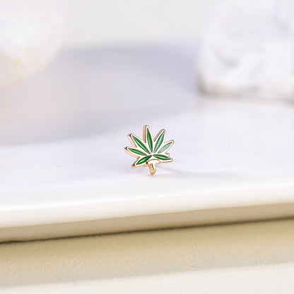 20G-Green-Leafy-Nose-Studs-Piercing-L-Shape-Nose-Rings-Gold-Silver-Plated-Nostril-Piercing