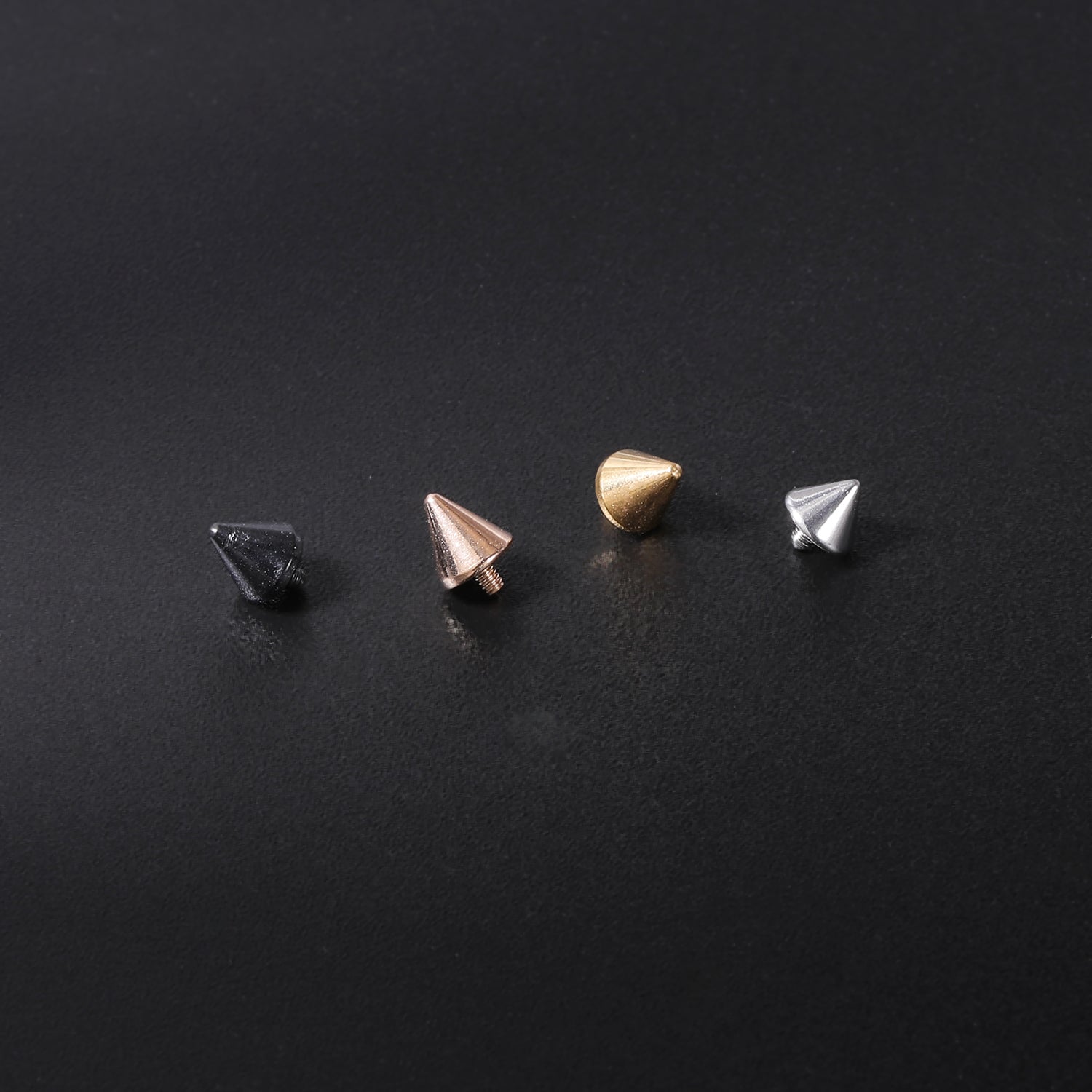 4pcs Spike Dermal Anchor Tops Surgical Steel Internally Threaded Skin Diver Piercings