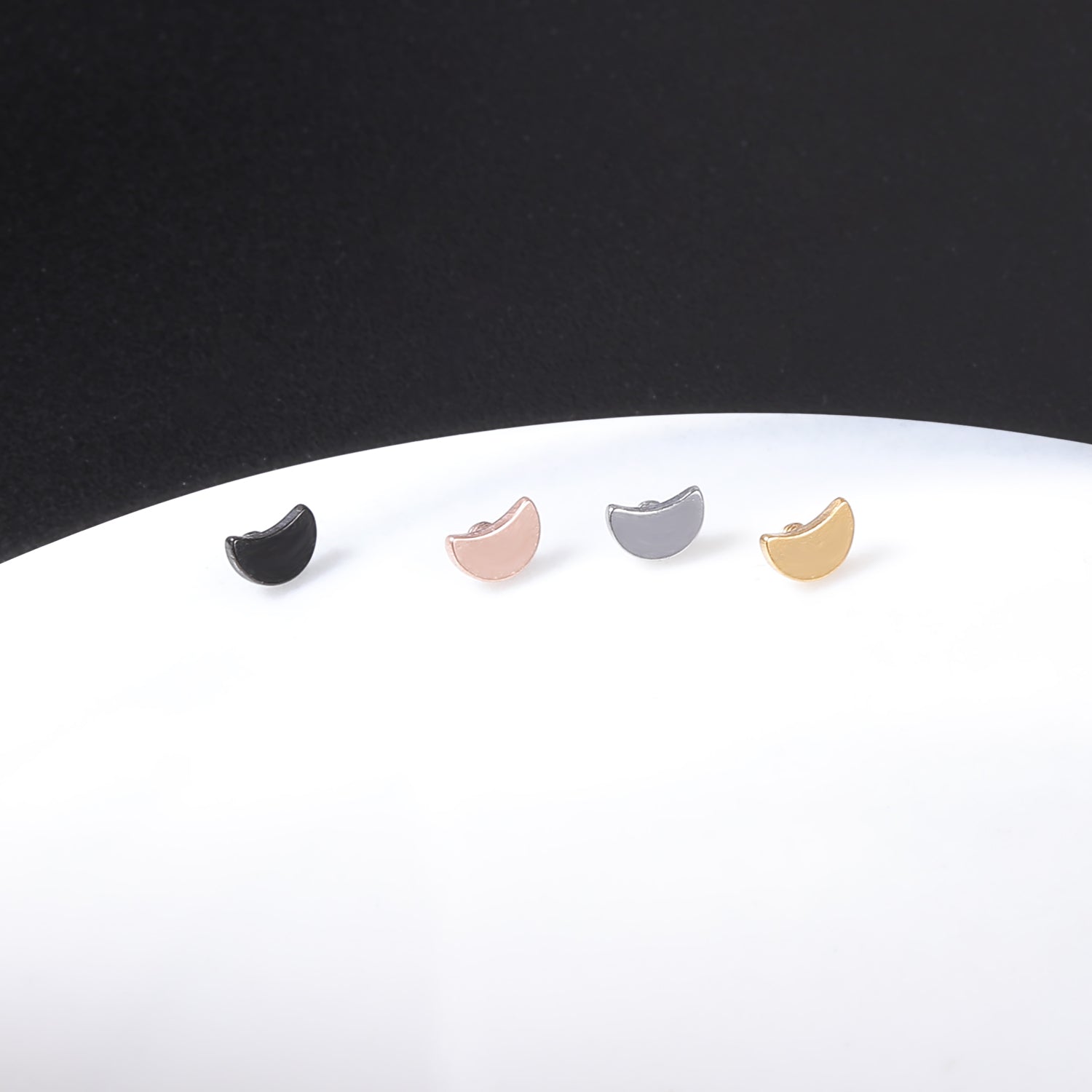 4pcs Moon Dermal Anchor Tops Surgical Steel Internally Threaded Skin Diver Piercings