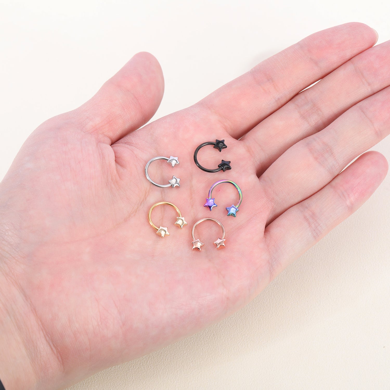 16G-Star-Nose-Rings-Horseshoe-Shape-Nose-Septum-Rings-Stainless-Steel-Septum-Clicker-Piercing