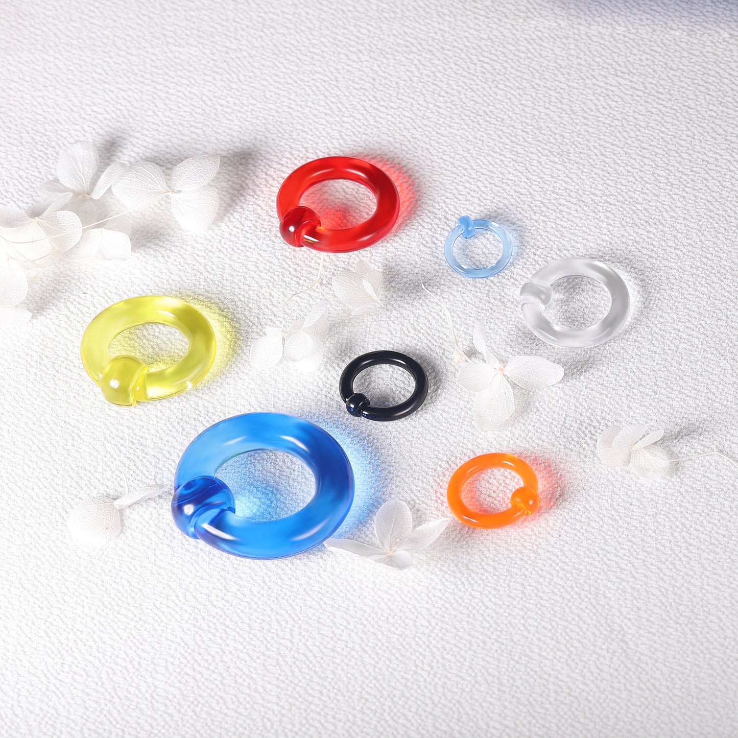 1 PC 12g-00g Clear Acrylic Nose Septum Ring Captive Bead Rings Plug Gauges