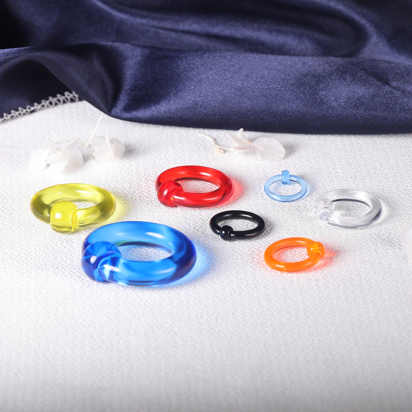 1 PC 12g-00g Clear Acrylic Nose Septum Ring Captive Bead Rings Plug Gauges