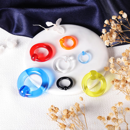 1 PC 12g-00g Clear Acrylic Nose Septum Ring Captive Bead Rings Plug Gauges