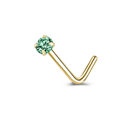 6-Pcs/Set-20G-Green-Zircon-Nose-Studs-Piercing-L-Shape-Nose-Rings-Gold-Plated-Nostril-Piercing