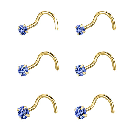 6-Pcs/Set-20G-Dark-Blue-Zircon-Nose-Studs-Piercing-Crokscrew-Nose-Rings-Gold-Plated-Nostril-Piercing