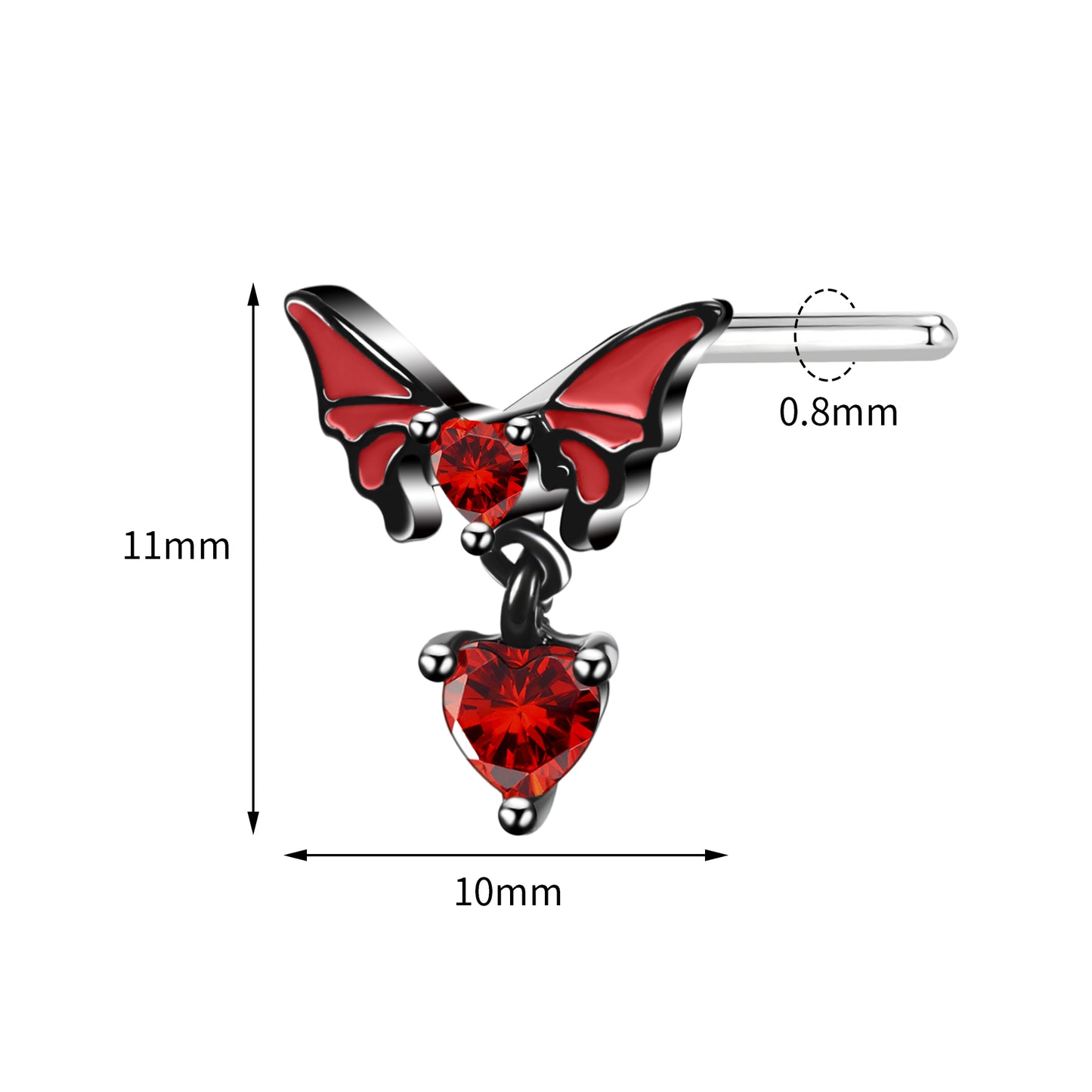 20G Butterfly Nose Studs Piercing L Shape Nose Rings Stainless Steel Nostril Piercing