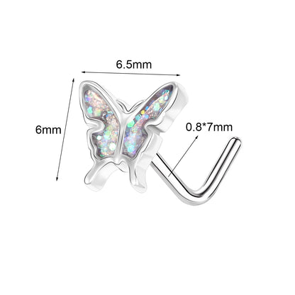 20G Butterfly Nose Studs Piercing L Shape Nose Rings Nostril Piercing