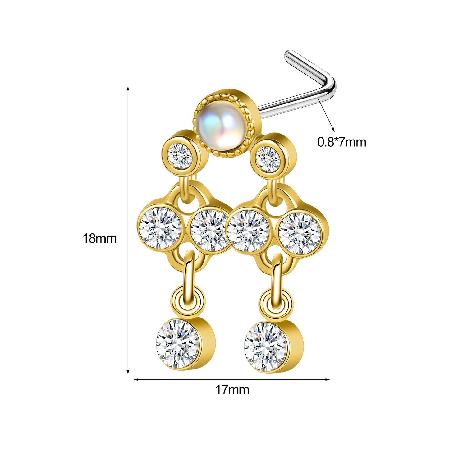 20G Nose Studs Piercing L Shape Nose Rings Bling Zirocnia Nostril Piercing