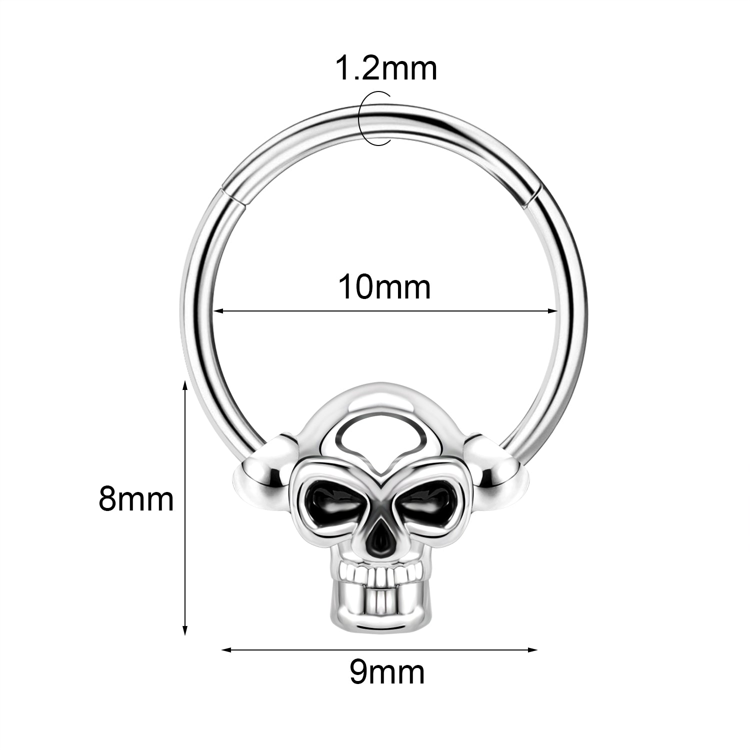 16g Skull Nose Ring Hinged Septum Ring Piercing Jewelry