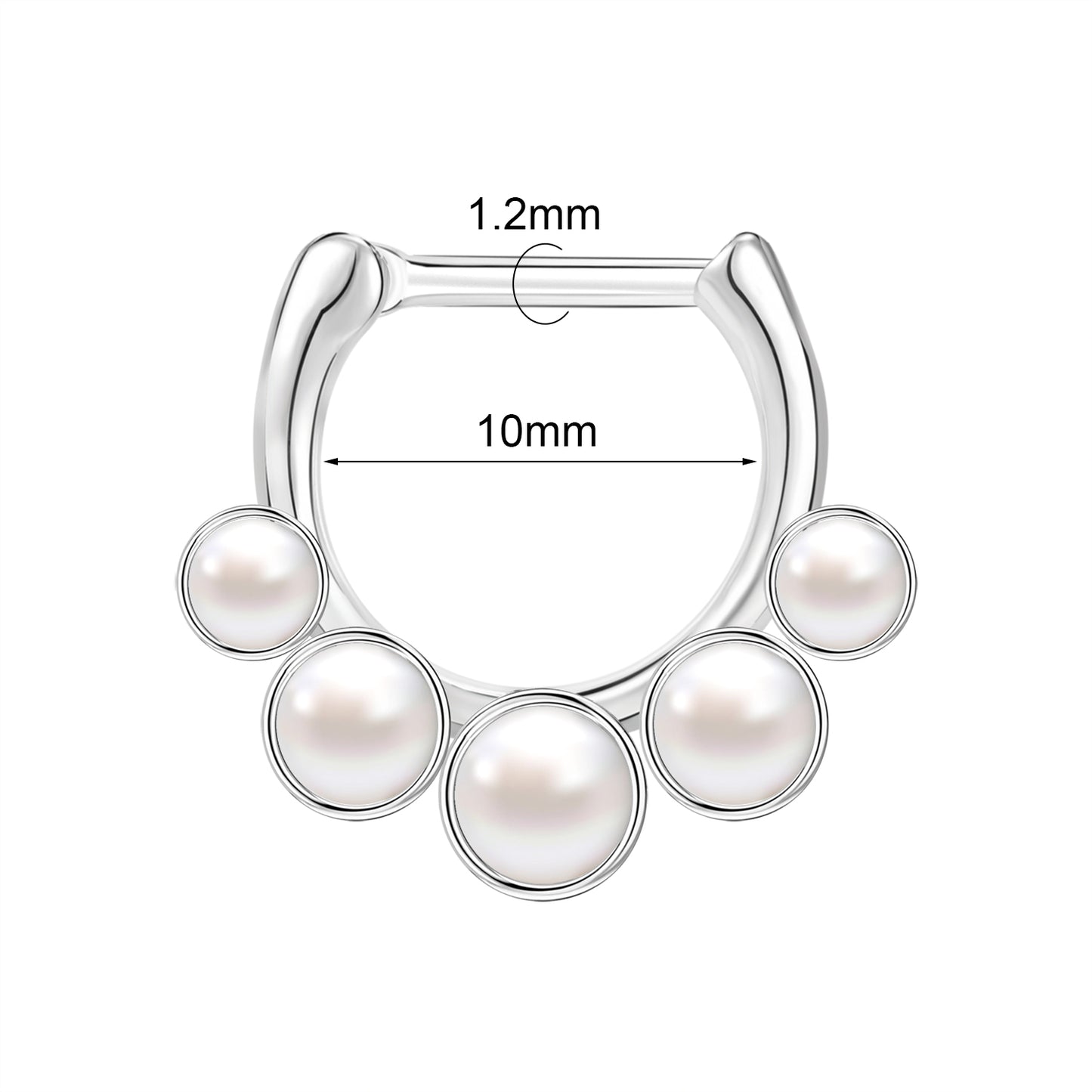 16g White Pearl Nose Ring Hinged Septum Ring Piercing Jewelry