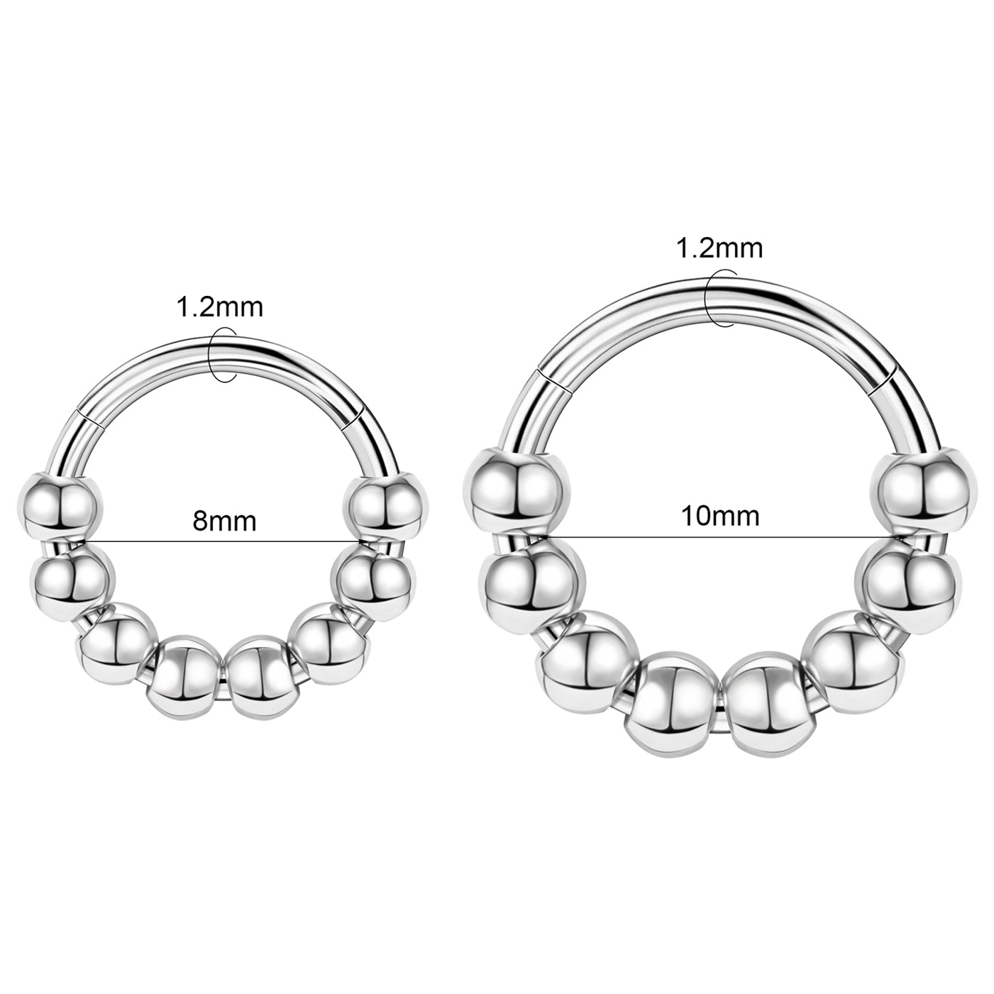 16g Steel Ball Nose Ring Hinged Septum Ring Piercing Jewelry