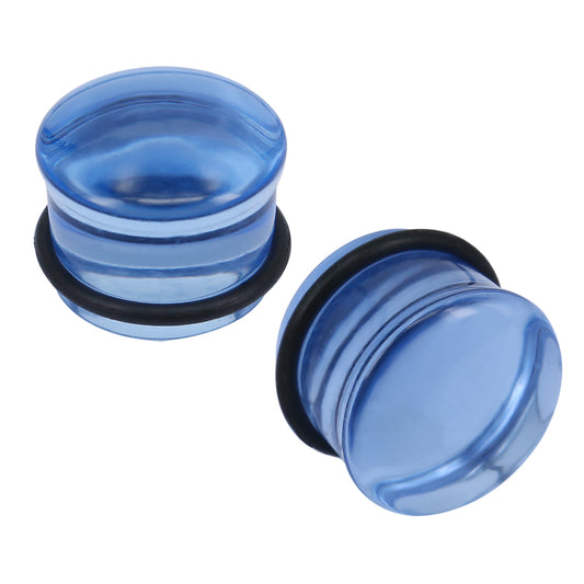 1 Pair 5-16mm Ear Plug Tunnel Blue Glass Ear Gauge Single Flare Ear Expanders