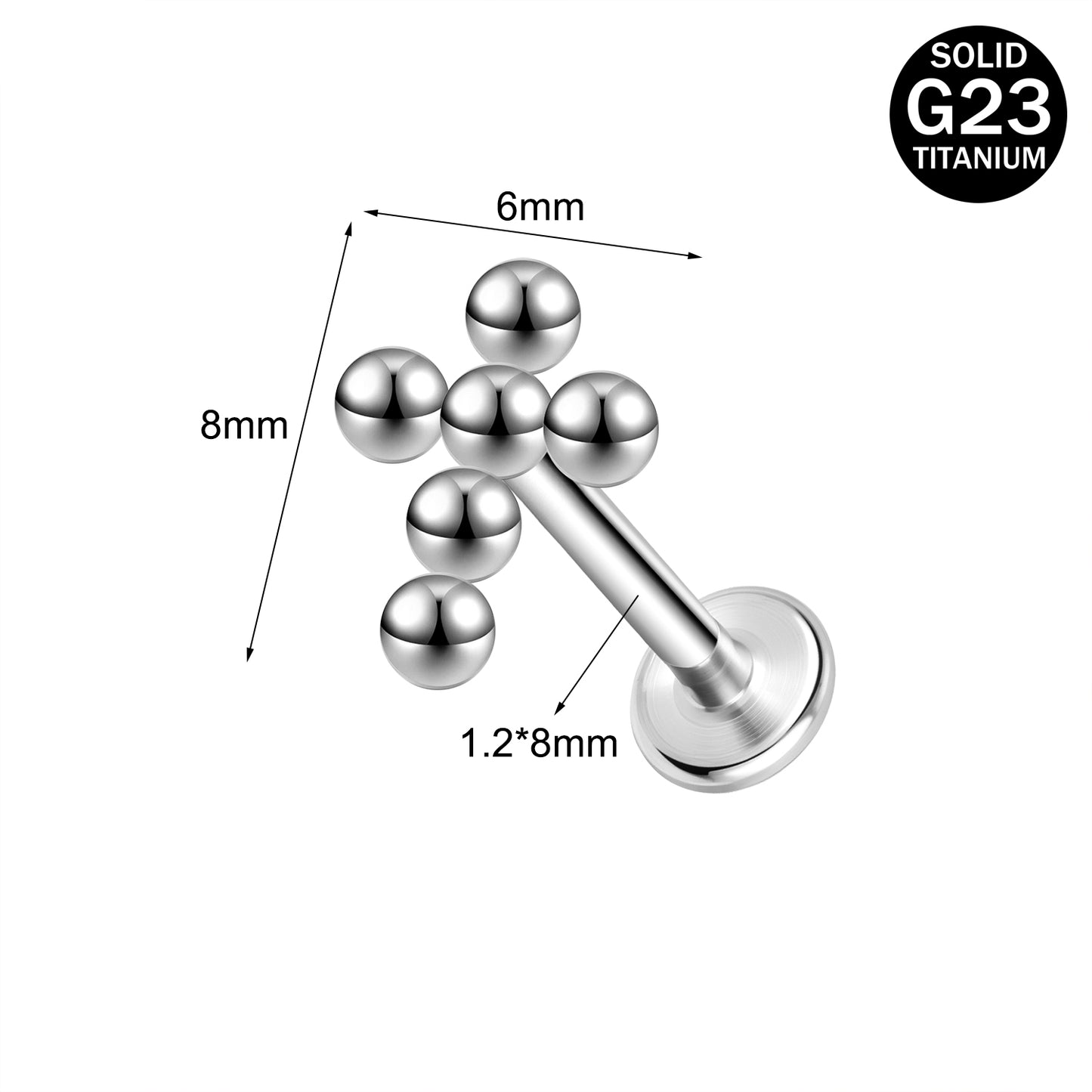 16g G23 Titanium Labret Ring Cross Stud Earring Threaded Conch Helix Lip Piercing