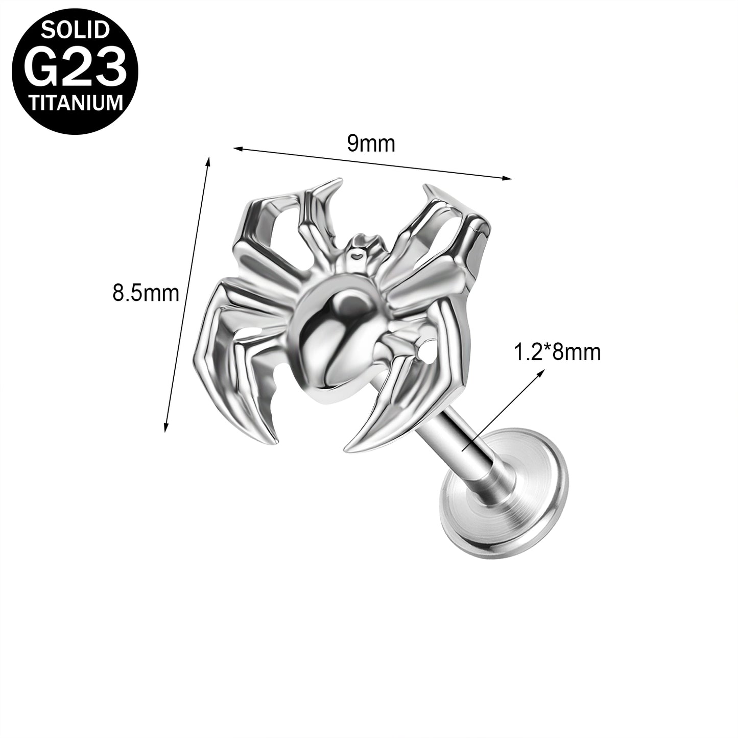 16g G23 Titanium Labret Ring Spider Stud Earring Threaded Conch Helix Lip Piercing