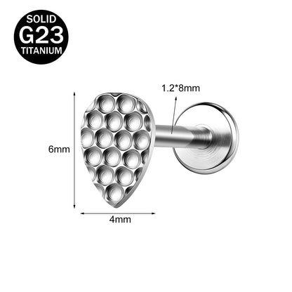 16g G23 Titanium Labret Ring Droplet Stud Earring Threaded Conch Helix Lip Piercing