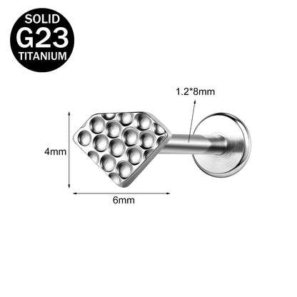 16g G23 Titanium Labret Ring Flat Back Stud Earring Threaded Conch Helix Lip Piercing