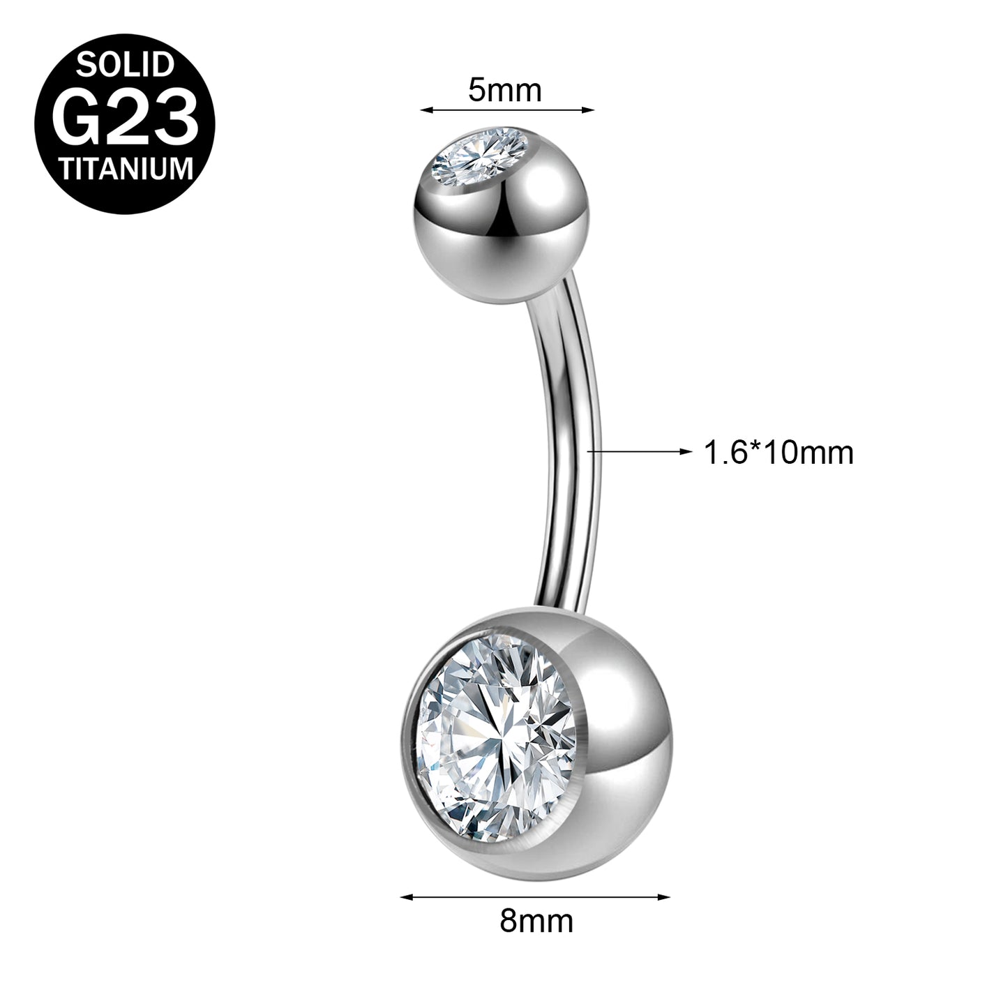 14G G23 Titanium Belly Navel Rings Crystal Belly Button Rings Barbell Piercing