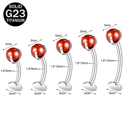 14G G23 Titanium Belly Navel Rings Red Ball Belly Button Rings