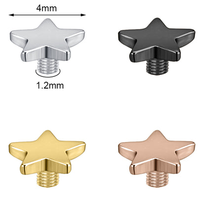 4pcs Star Dermal Anchor Tops Surgical Steel Internally Threaded Skin Diver Piercings