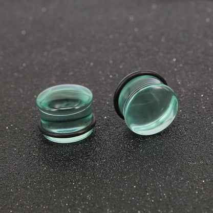 1 Pair 5-16mm Ear Plug Tunnel Green Glass Ear Gauge Single Flare Ear Expanders