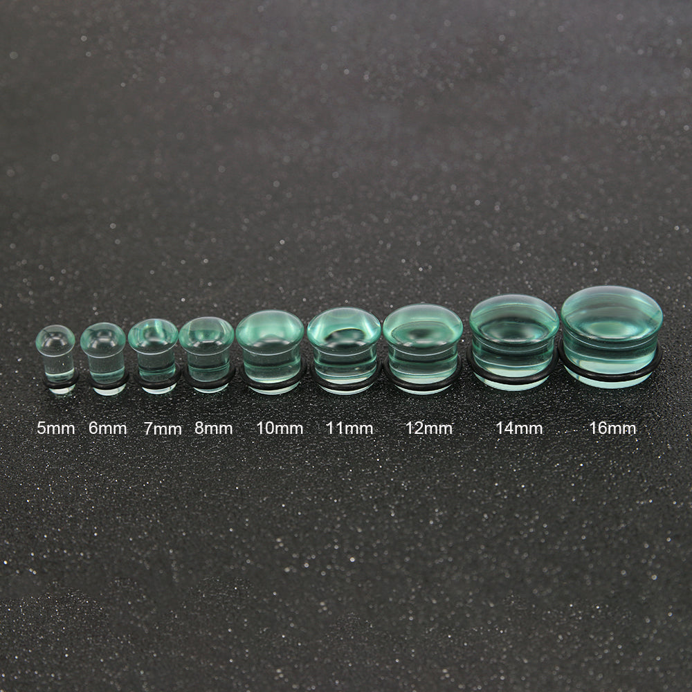 1 Pair 5-16mm Ear Plug Tunnel Green Glass Ear Gauge Single Flare Ear Expanders