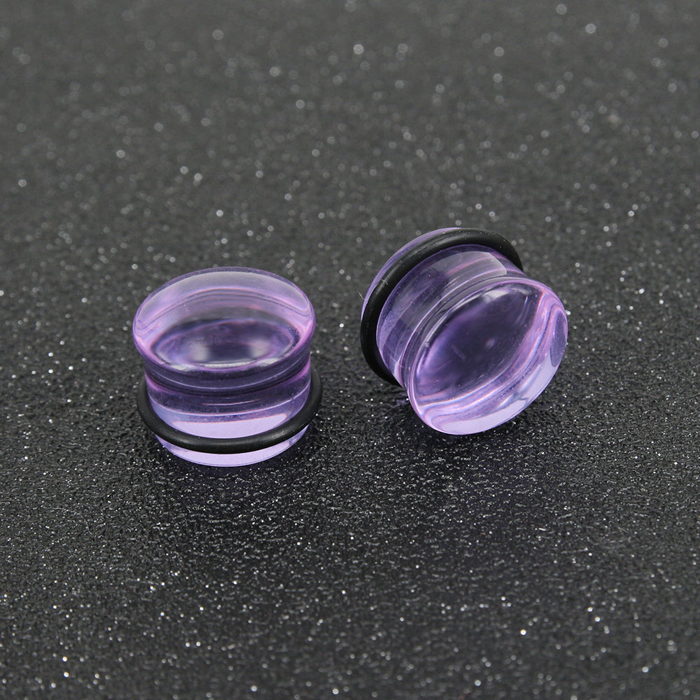 1 Pair 5-16mm Ear Plug Tunnel Purple Glass Ear Gauge Single Flare Ear Expanders