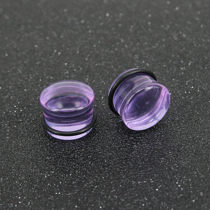 1 Pair 5-16mm Ear Plug Tunnel Purple Glass Ear Gauge Single Flare Ear Expanders