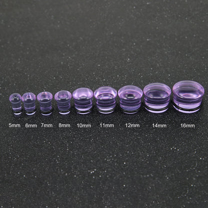 1 Pair 5-16mm Ear Plug Tunnel Purple Glass Ear Gauge Single Flare Ear Expanders