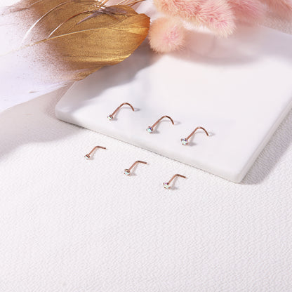 6-Pcs/Set-20G-AB-Zircon-Nose-Studs-Piercing-L-Shape-Nose-Rings-Rose-Gold-Plated-Nostril-Piercing