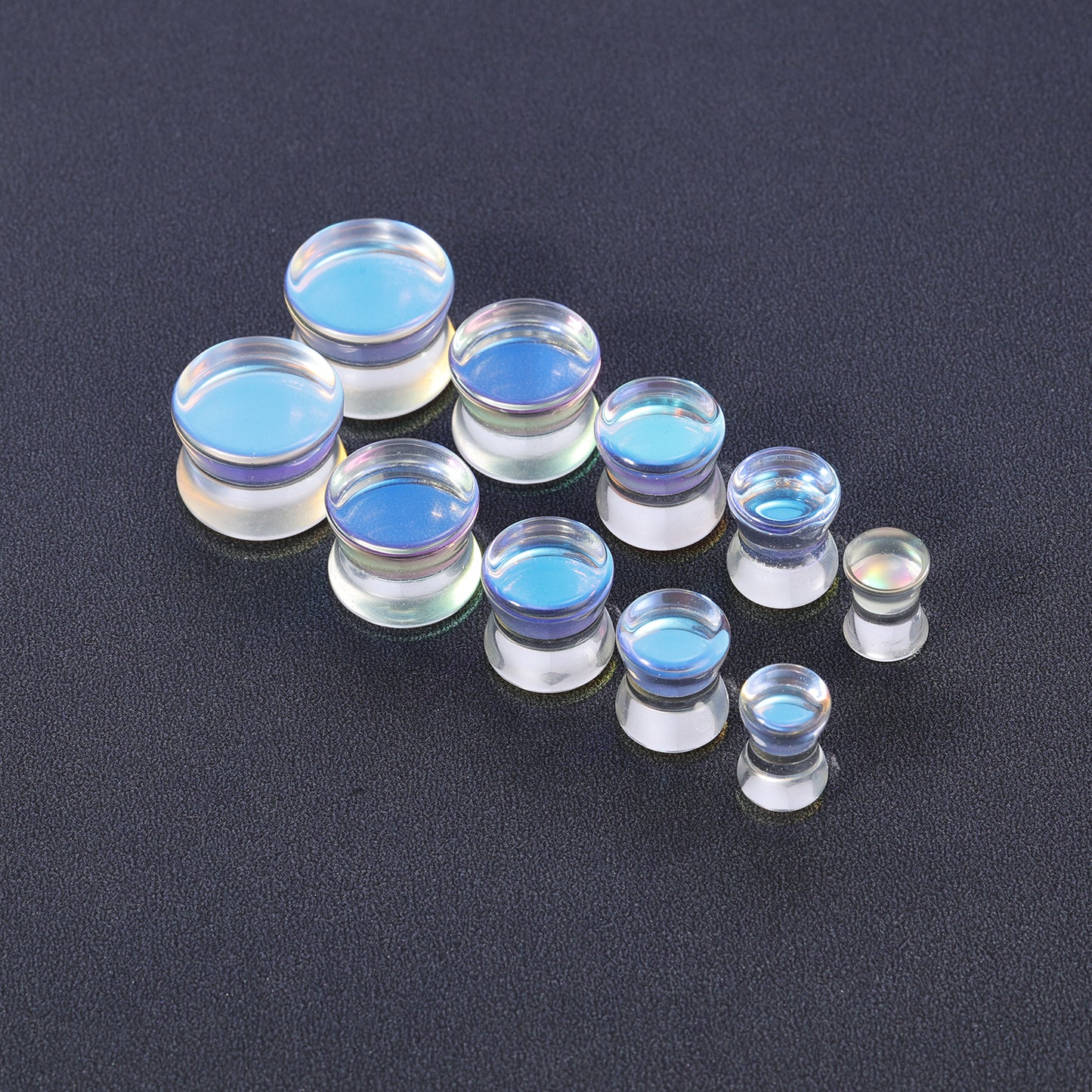 1 Pair 6-14mm Ear Plug Tunnel Multicolor Glass Ear Expanders Double Flare Ear Gauges