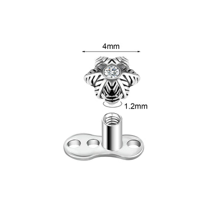 16G Bling Zircon Dermal Anchor Stainless Steel Internally Threaded Skin Diver Piercings