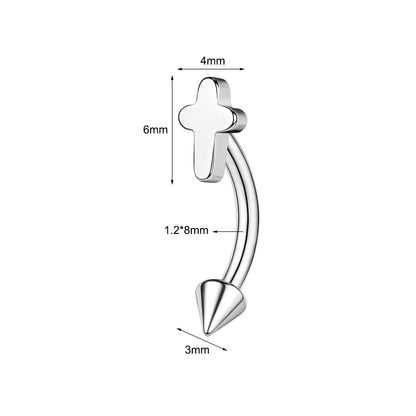 16g Cross Eyebrow Ring Piercing Curved Ear Helix Rook Daith Piercing