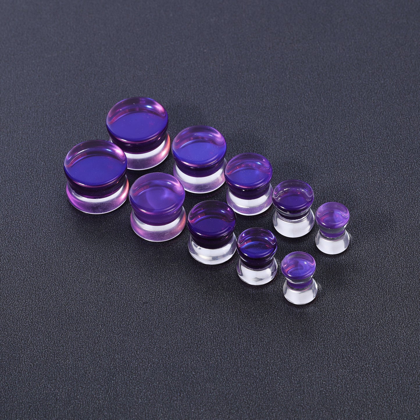 1 Pair 6-14mm Ear Plug Tunnel Purple Glass Ear Expanders Double Flare Ear Gauges