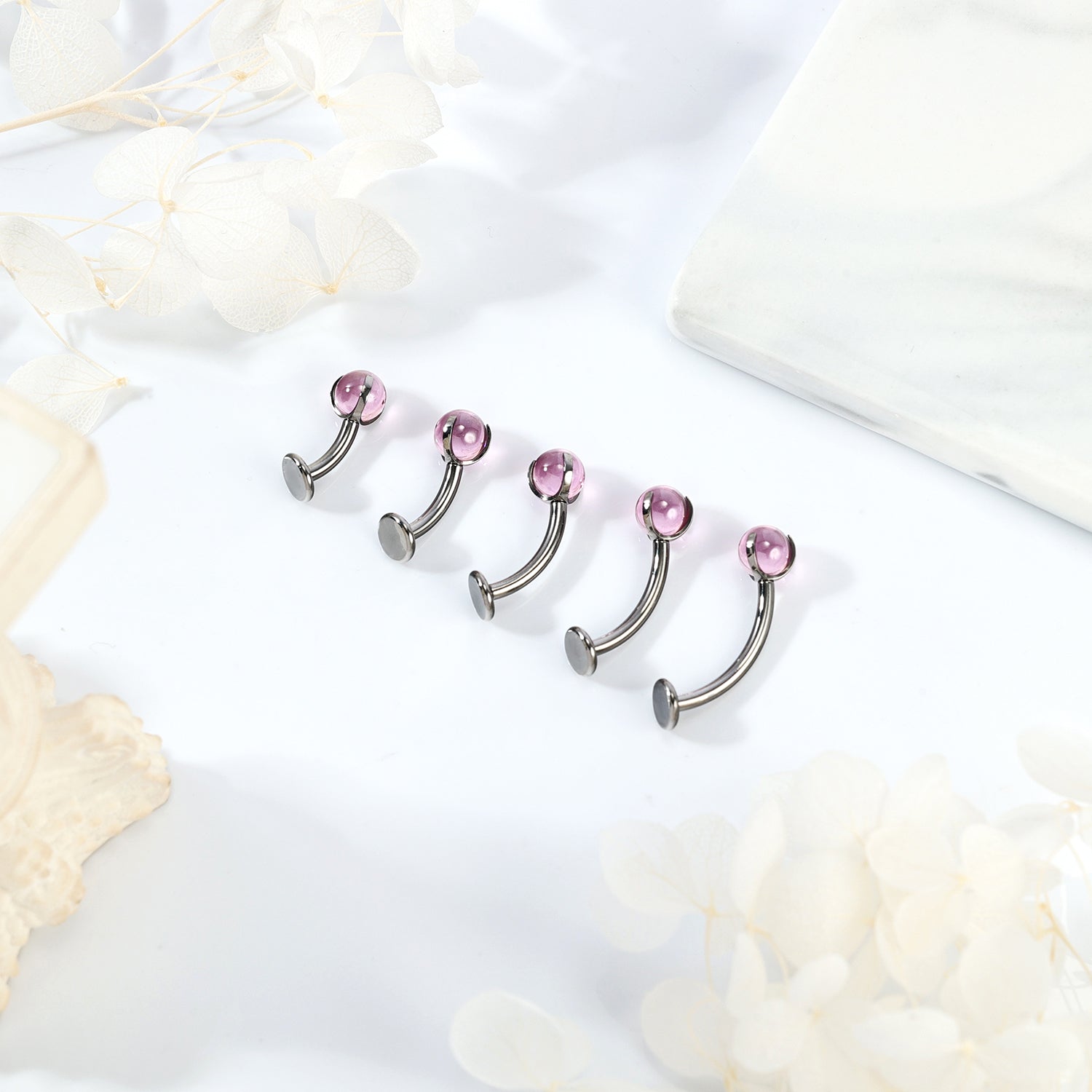 14G G23 Titanium Belly Navel Rings Pink Ball Belly Button Rings