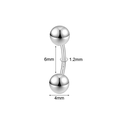 14G 925 Sterling Silver Simple Belly Navel Rings Curved Barbell Belly Button Rings