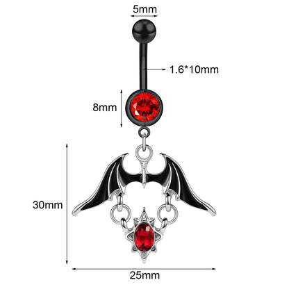 14G Bat Dangle Belly Navel Rings Cubic Zirconia Belly Button Rings