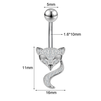 14G Fox Belly Navel Rings Sparkling Zirconia Belly Button Rings