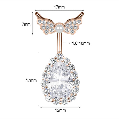 14G Double Wing Belly Navel Rings Bling Zirconia Belly Button Rings