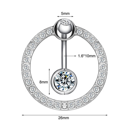 14G Round Belly Navel Rings Clear Zircon Belly Button Rings