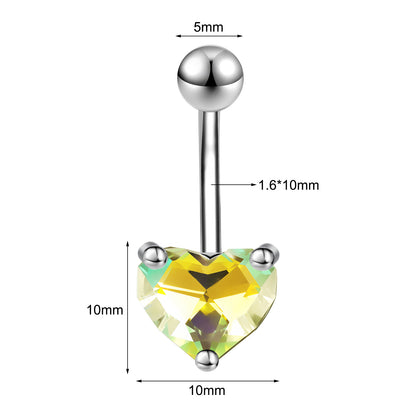 14G Heart Belly Navel Rings Yellow Zircon Belly Button Rings