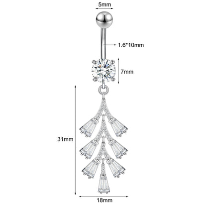 14G Tassels Dangle Belly Navel Rings Clear Zircon Belly Button Rings