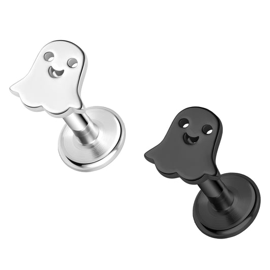 16g Ghost Labret Ring Flat Back Stud Earring Conch Helix Lip Piercing